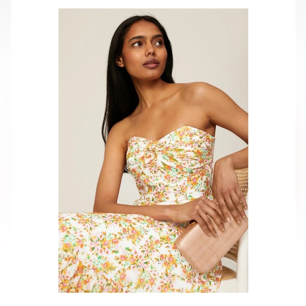 New Floral Strapless Maxi Dress
